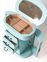 Load image into Gallery viewer, Hives &amp; Honey Daphne Oval Glass Turquoise Jewelry Chest Jewelry Organizer Box Case Mirrored Storage
