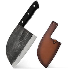 Load image into Gallery viewer, Authentic XYJ Full Tang 6.7 Inch Forging Serbian Chef Knife Kitchen Knife With Leather Sleeves
