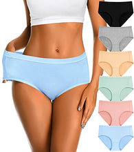 Load image into Gallery viewer, Womens Briefs Cotton Full Coverage Comfy Ladies Underwear Packs Soft Hipster Panties for Women
