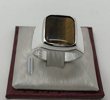 Load image into Gallery viewer, KAR 925K Stamped Solid Sterling Silver Tiger's Eye Men's Ring P2G (12.5)
