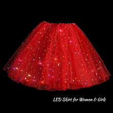 Load image into Gallery viewer, Women's LED Skirt Luminous Star Ballet Tutu Skirts Layered Mesh Tulle Skirt Light Up Dance Skirts Elastic Princess Skirt Party Carnival Costume (Red)
