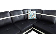 Load image into Gallery viewer, Ainehome Faux Leather 3 Piece Sectional Sofa Couch Set, L-Shaped Modern Sofa with Chaise Storage Ottoman and Pillows for Living Room Furniture, Right Hand Facing Sectional Sofa Set Black &amp; White
