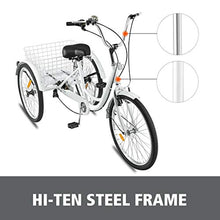 Load image into Gallery viewer, Adult Tricycle Bike 1/7 Speed 3-Wheel for Shopping W/Installation Tools Three-Wheeled Bicycle for Men and Women

