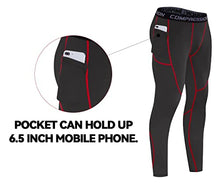 Load image into Gallery viewer, Milin Naco Men's Compression Pants, Cool Dry Baselayer Running Sports Tights with Pocket, Pack of 2-Vitality Black/Wine Red-2XL
