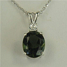 Load image into Gallery viewer, Moldavite Faceted 10x8mm Sterling Silver Necklace Pendant Natural Untreated
