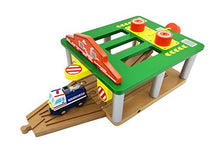 Load image into Gallery viewer, Z MAYABBO Wood Train Track Garage with 3-Way Track for Wooden Train Track Expansion Pack, Compatible with All Major Wooden Railway System
