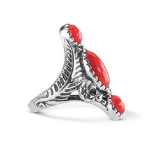 Load image into Gallery viewer, American West Sterling Silver Red Coral Floral Elongated Ring,  size  7
