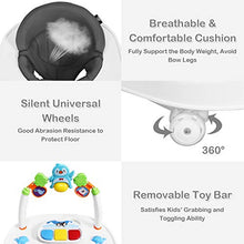 Load image into Gallery viewer, BABY JOY Baby Walker, 2 in 1 Foldable Activity Walk Behind Walker with Adjustable Height &amp; Speed, Friction Control Functions, High Back Padded Seat, Music, Detachable Penguin Play Bar (Gray)
