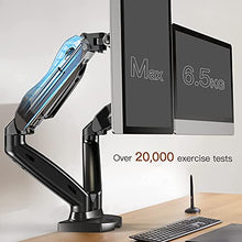 Load image into Gallery viewer, HUANUO Dual Monitor Stand, Adjustable Spring Monitor Desk Mount Swivel Vesa Bracket with C Clamp/Grommet Mounting Base for 17 to 27 Inch Computer Screens, Each Arm Holds 4.4 to 14.3lbs
