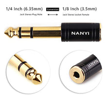 Load image into Gallery viewer, NANYI 1/4 Inch - 1/8 Inch Stereo Headphone Adapter Cables Connector, Upgrade 3.5mm - 6.35mm Jack Stereo Socket Female to Jack Stereo Plug Male for Headphone, Amp Adapte, Black 1-1 Pack
