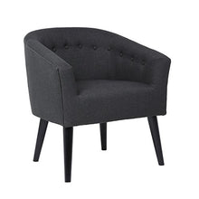 Load image into Gallery viewer, LSSBOUGHT Stylish Upholstered Button Tufted Fabric Living Room Accent Chair with Solid Wood Legs and Armrest, Charcoal
