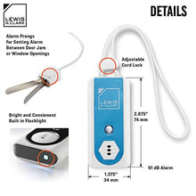 Load image into Gallery viewer, Lewis N Clark Travel Door Alarm + Window Guard Portable Home Security System Battery Operated for Hotel, Bedroom, Apartment &amp; Dorm, with Built in LED Flashlight, Blue
