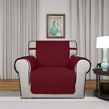 Load image into Gallery viewer, PureFit Reversible Quilted Sofa Cover, Water Resistant Slipcover Furniture Protector, Washable Couch Cover with Non Slip Foam and Elastic Straps for Kids, Pets (Chair, Red/Ivory)
