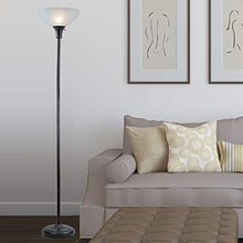 Load image into Gallery viewer, Threshold Floor Lamp for Living Room by Light Accents - Traditional Standing Pole Light with Dome Glass Shade – Upward Torchiere 71.2" Tall - (Bronze)
