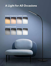 Load image into Gallery viewer, TaoTronics TT-DL072 LED Floor Lamp, Modern Standing Brightness Levels &amp; 4 Colors Dimmable Adjustable Gooseneck Task Lighting for Living Bedroom Reading Piano Room, Black

