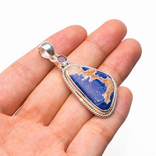 Load image into Gallery viewer, StarGems Natural Navy Sodalite And Amethyst Handmade 925 Sterling Silver Pendant 2" D5914

