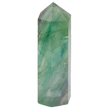 Load image into Gallery viewer, rockcloud Green Flourite Healing Crystal Point Faceted Prism Wand Carved Reiki Stone Figurine
