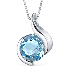 Load image into Gallery viewer, Peora Swiss Blue Topaz Bezel Pendant Necklace Sterling Silver 2.25 Carats
