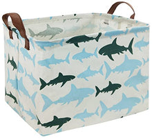 Load image into Gallery viewer, HIYAGON Rectangular Storage Baskets,Ramie Cotton Toy Storage Bin with Stylish Pattern for Home Organization,Gift Basket,Kid's Toy Organizer,Shelf Basket (Blue Shark)
