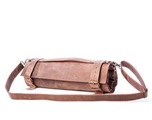 Load image into Gallery viewer, Lightweight Premium Vintage Tan Leather Chef Knife Bag/Chef Knife Roll 8 Pockets
