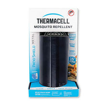 Load image into Gallery viewer, Thermacell Patio Shield Mosquito Repellent Metal Edition, Obsidian; Easy to Use, Highly Effective; Provides 12 Hours of DEET-Free Backyard Mosquito Repellent; Scent-Free, No Spray, No Smoke, Cordless
