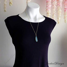 Load image into Gallery viewer, Aqua Chalcedony Tear Drop Pendant Gold Filled Chain 24 inch Necklace Z50
