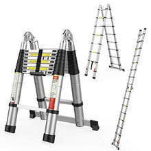 Load image into Gallery viewer, 16.5FT Telescoping Extension Ladder 2-in-1,Multi-Purpose Aluminum Telescopic Ladders for Easy Storage
