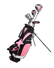 Load image into Gallery viewer, Remarkable Girls Right Handed Pink Junior Golf Club Set for Age 9 to 12 (Height 4'4" to 5') Set Includes: Driver (15"), Hybrid Wood (25, 7, 9 Iron, Putter, Bonus Stand Bag &amp; 2 Headcovers
