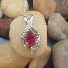 Load image into Gallery viewer, Dazzlingrock Collection 10K Pear 9X6 MM Lab Created Ruby &amp; Round Diamond Ladies Teardrop Pendant, White Gold
