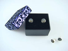 Load image into Gallery viewer, Sterling Silver 925 Natural Green-Blue 8mm Labradorite Round Stud Earrings - Labradorescence Effect
