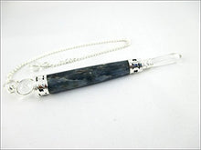Load image into Gallery viewer, Jet Blue Kyanite Wand Pendulum Free Booklet Jet International Crystal Therapy Genuine Healing Reiki Chakra
