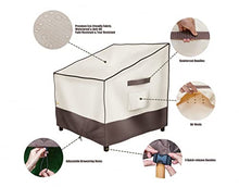 Load image into Gallery viewer, F&amp;J Outdoors Waterproof Patio Chair Covers UV Resistant Eco-Friendly Fabric Outdoor Lounge Chair Straight Back Chair Covers, 33Wx34Dx32H inch,Beige+Brown,2Pack
