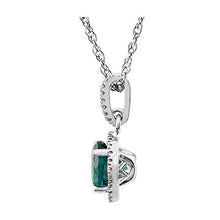 Load image into Gallery viewer, FB Jewels 14k White Gold Created Emerald &amp; 1/10 CTW Diamond 18" Necklace
