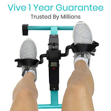 Load image into Gallery viewer, Vive Desk Bike Cycle - Foot Pedal Exerciser - Foldable Portable Foot, Hand, Arm, Leg Exercise Pedaling Machine - Folding Mini Stationary Bike Pedaler, Fitness Rehab Gym Equipment (Teal)
