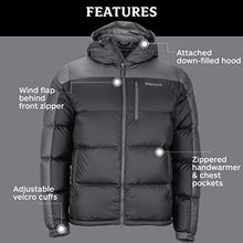 Load image into Gallery viewer, Marmot Men’s Guides Hoody Jacket | Down-Insulated, Water-Resistant, Lightweight, Slate Grey/Cinder, Large
