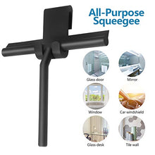 Load image into Gallery viewer, Shower Squeegee for Shower Glass Door, Shower Wall, 9" Silicone Rubber Blade Bathroom Squeegee, Tile Wall Window Mirror Car Windshield Squeegee with Hanging Hook, Black
