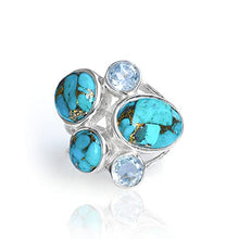 Load image into Gallery viewer, YoTreasure Blue Turquoise &amp; Topaz 925 Sterling Silver Statement Ring Gemstone Jewelry
