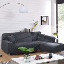 Load image into Gallery viewer, TAOCOCO Sectional Couch Covers 2pcs L-Shaped Sofa Covers Softness Furniture Slipcovers with 2pcs Pillowcases L-Type Polyester Fabric Stretch Couch Covers 3 Seater + 3 Seater (Pale Gray)

