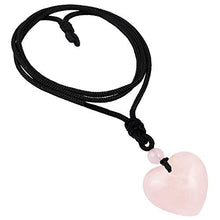 Load image into Gallery viewer, TUMBEELLUWA Carved Stone Heart Shape Necklace Chakra Quartz Pendant with Cord Amulet Healing Crystal Jewelry for Unisex,Rose Quartz
