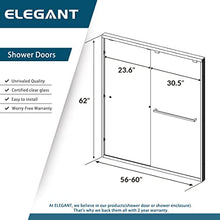 Load image into Gallery viewer, ELEGANT Bathtub Sliding Doors 60" W x 62" H Sliding Shower Doors with 1/4 in. Clear Glass Bypass Bathtub Door in Satin Black Shower Doors Glass Sliding 60 Inches Tub Shower Door
