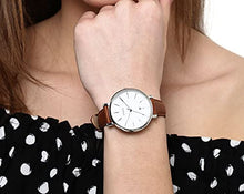 Load image into Gallery viewer, Fossil Women's Jacqueline Quartz Stainless Steel and Leather Three-Hand Date Watch, Color: Silver, Brown (Model: ES4368)
