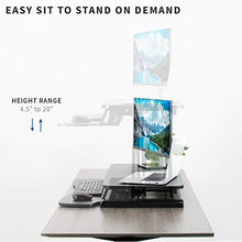 Load image into Gallery viewer, VIVO Black Height Adjustable 32 inch Standing Desk Converter, Sit Stand Dual Monitor and Laptop Riser Workstation (DESK-V000K)
