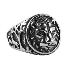 Load image into Gallery viewer, HZMAN Men's Vintage Stainless Steel Ring Lion Head Shield Biker Gold/Silver
