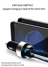 Load image into Gallery viewer, Dual USB Car Charger,4.8A Output,Cigarette Lighter Voltage Meter Compatible with Apple iPhone,iPad,Samsung Galaxy ,LG ,Google Nexus,USB Charging Devices,Silver
