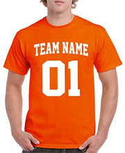 Load image into Gallery viewer, Custom T-Shirt Jersey | Adult Sizes | Add Your Team Name &amp; Number| Unisex, 100% Cotton Orange

