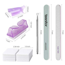 Load image into Gallery viewer, Teenitor Nail Polish Gel Remover Tools Kit with Nail Clips Nail Remover Pads Cuticle Pusher Nail Brushes Nail File Grits 120/180 Buffer Block Grits 400/4000, 6 Pack

