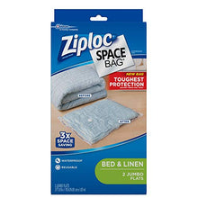 Load image into Gallery viewer, Ziploc Reusable Clothes Storage Bags, 2 Jumbo Vacuum Seal Storage Bags, Space Bags
