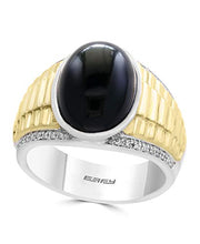 Load image into Gallery viewer, Effy 925 Sterling Silver &amp; 18K Yellow Gold Onyx &amp; Diamond Ring, 5.66 TCW HRS0J794DX
