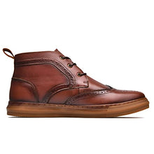 Load image into Gallery viewer, Men's Mid Top Casual Wingtip Brogue Oxford Dress Sneaker Boots for Men Arkbird Comfortable Daily Work Ankle Shoe Brown 10
