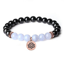 Load image into Gallery viewer, COAI Womens Lotus Tourmaline Blue Lace Agate Stone Bracelet
